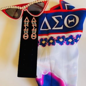 Violet Scarf, DST Multi Earrings, That Delta Sunnies