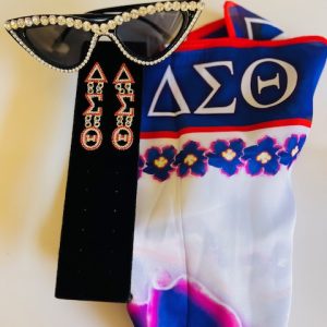 Violet Scarf, DST Multi Earrings, That Delta Sunnies